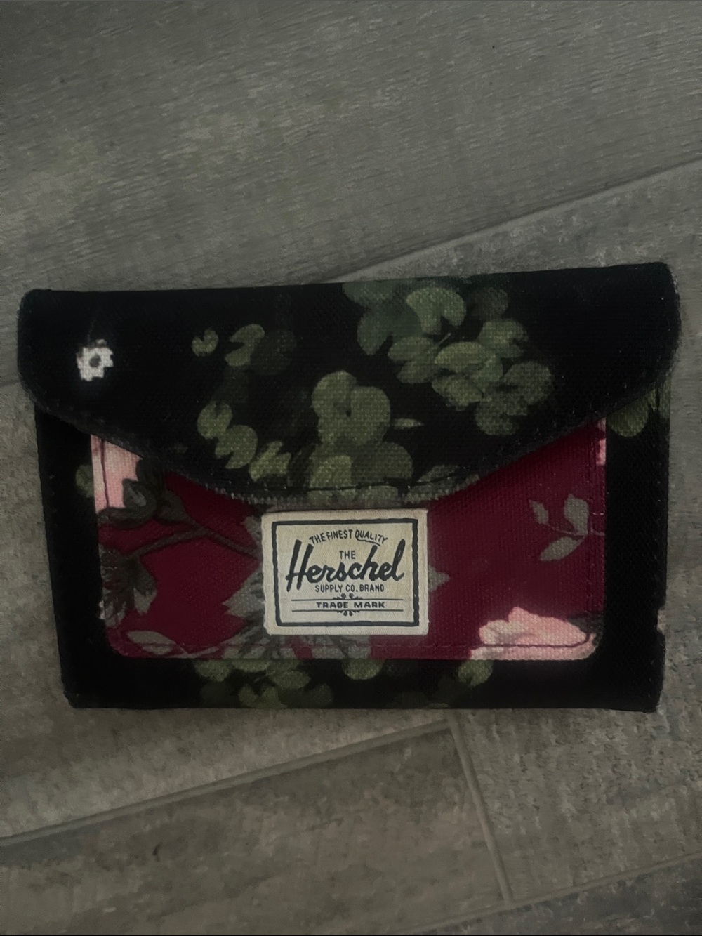 Herschel Supply Company Floral Canvas Wallet in Red and Green